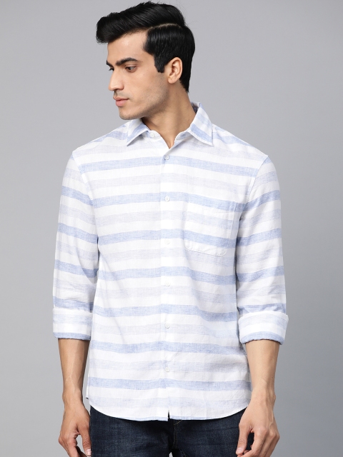 

Marks & Spencer Men Blue & White Striped Casual Shirt