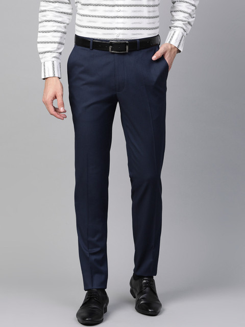 

Marks & Spencer Men Navy Blue Skinny Fit Solid Formal Trousers
