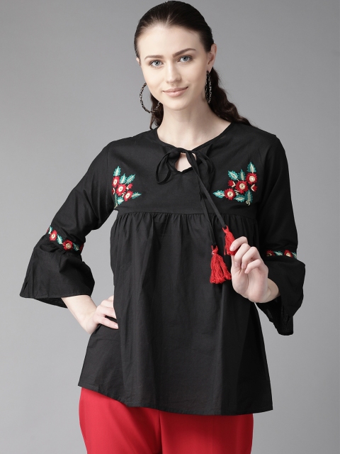 

Bhama Couture Women Black Solid Empire Top