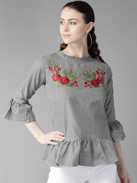 

Bhama Couture Women Black & White Checked Top