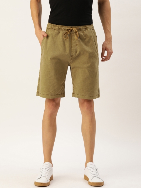 

Difference of Opinion Men Khaki Solid Regular Fit Regular Shorts