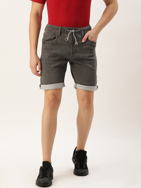 

Difference of Opinion Men Grey Washed Regular Fit Denim Shorts