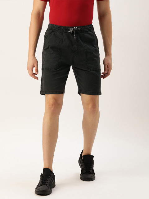 

Difference of Opinion Men Black Solid Regular Fit Regular Shorts