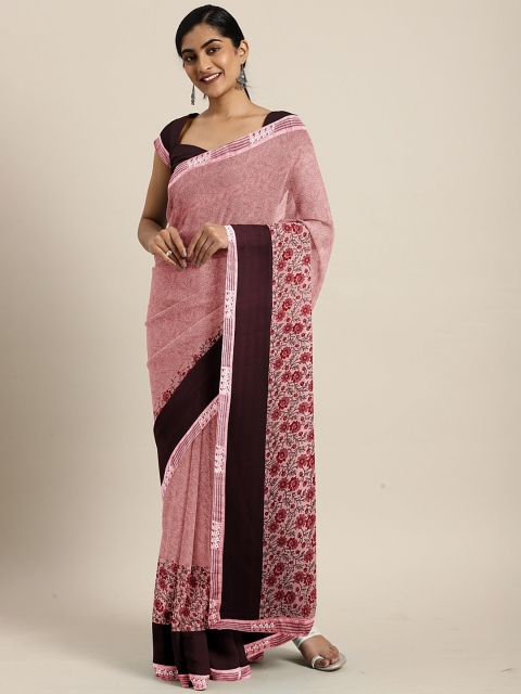 

Triveni Rust Pink & Burgundy Poly Georgette Printed Saree