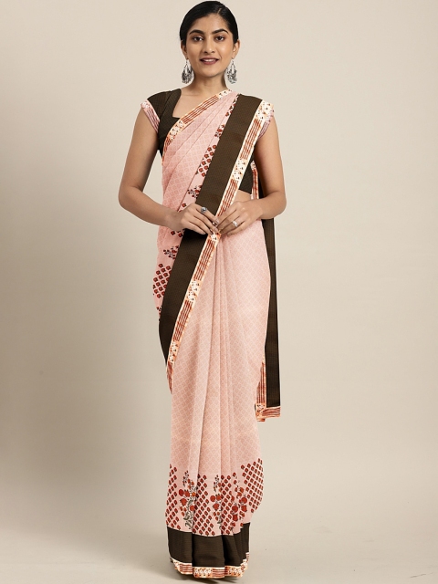 

Triveni Peach-Coloured & Red Poly Georgette Printed Saree