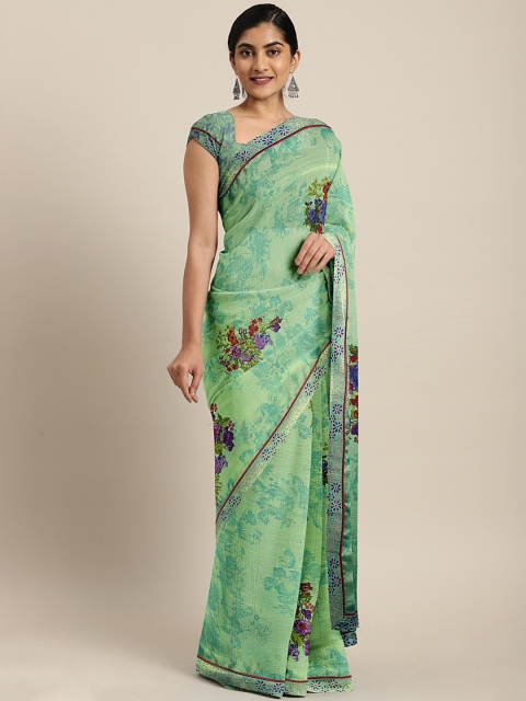 

Triveni Green & Blue Poly Chiffon Printed Saree