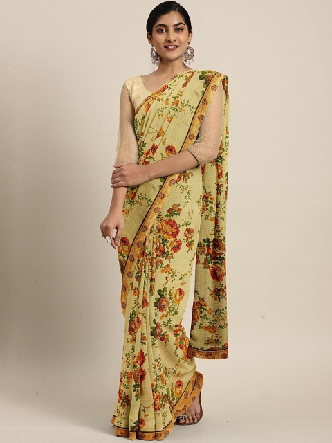 

Triveni Yellow & Green Poly Chiffon Printed Saree
