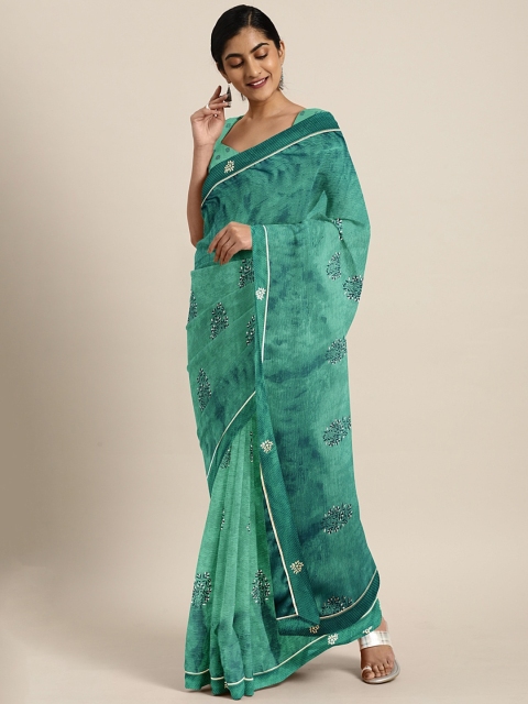 

Triveni Sea Green Printed Poly Chiffon Saree