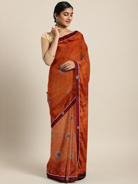 

Triveni Brown & White Poly Chiffon Printed Saree