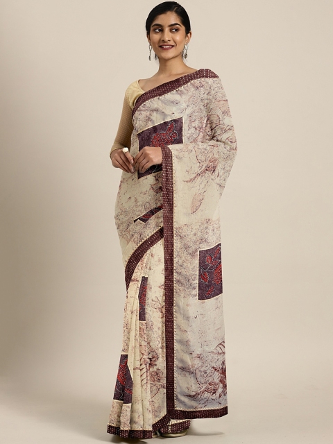 

Triveni Brown & Beige Poly Chiffon Printed Saree