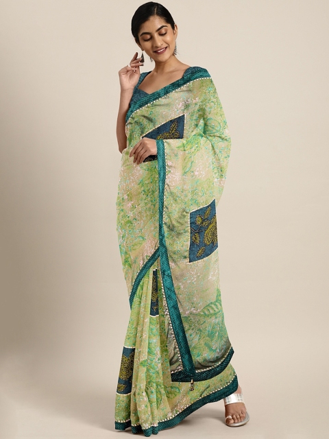 

Triveni Green & Beige Poly Chiffon Printed Saree