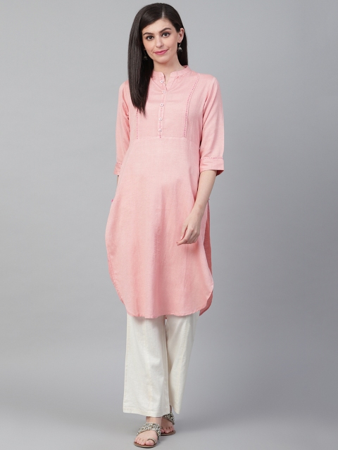 

Shree Women Pink Solid Straight Kurta