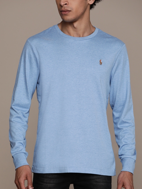 

Polo Ralph Lauren Men Blue Custom Slim Fit Solid Round Neck T-shirt