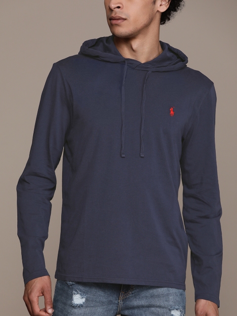 

Polo Ralph Lauren Men Navy Blue Solid Hood T-shirt