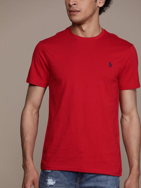 

Polo Ralph Lauren Men Red Solid Round Neck T-shirt