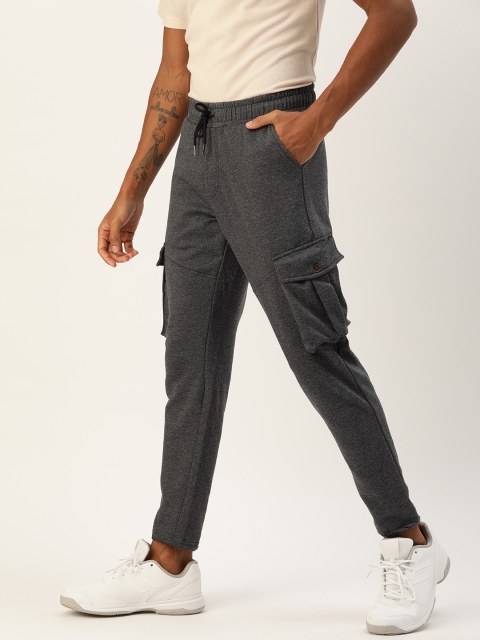 

YWC Men Charcoal Grey Straight Fit Solid Track Pants with Pocket Detailing