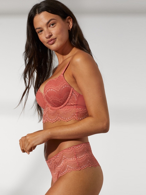 

H&M Women Pink Lace Thong Briefs 0822311003