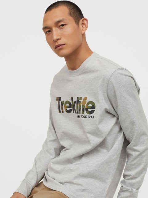 

H&M Men Grey Printed Jersey Top