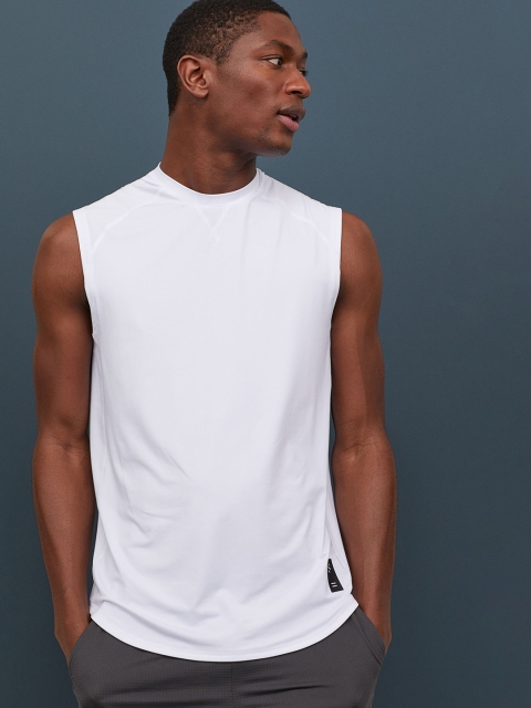 

H&M Men White Solid Sleeveless Sports Top