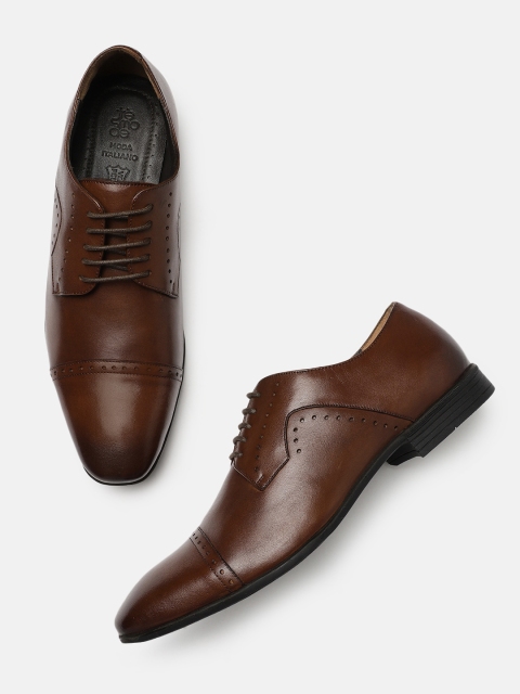 

Tresmode Men Tan-Brown Solid Leather Derbys