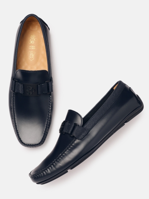 

Tresmode Men Navy Blue Leather Driving Shoes