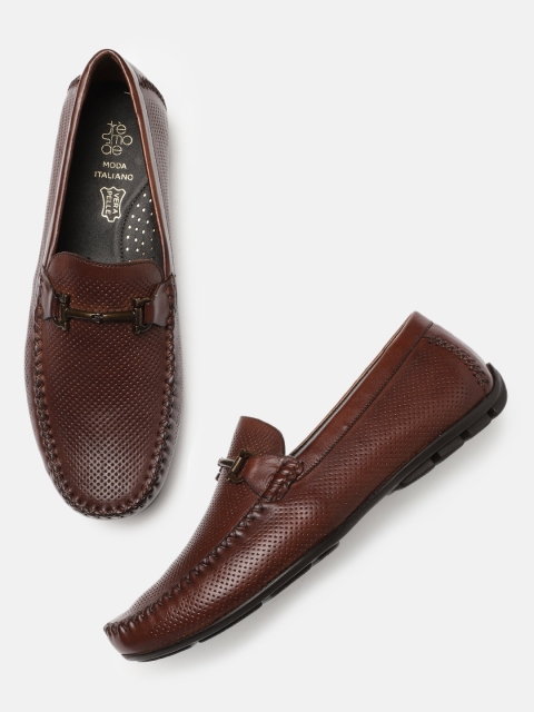 

Tresmode Men Brown Leather Horsebit Loafers