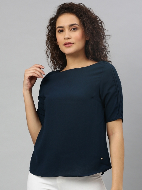 

Allen Solly Woman Women Navy Blue Solid Top