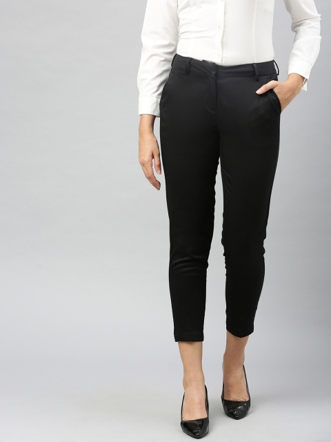 

Allen Solly Woman Black Regular Fit Solid Formal Cropped Trousers