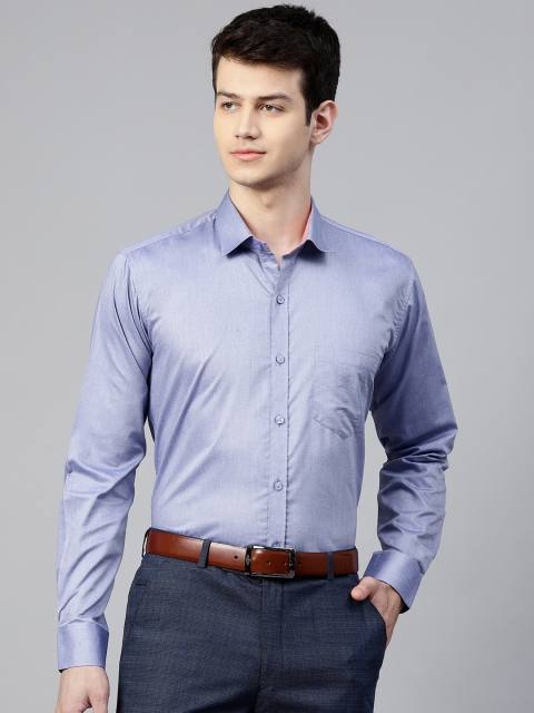 

MANQ Men Blue Slim Fit Solid Formal Shirt