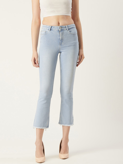 

Vero Moda Women Blue Flared Mid-Rise Clean Look Stretchable Cropped Jeans