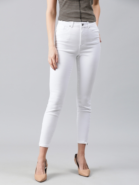 

Vero Moda Women White Skinny Fit High-Rise Clean Look Stretchable Cropped Jeans