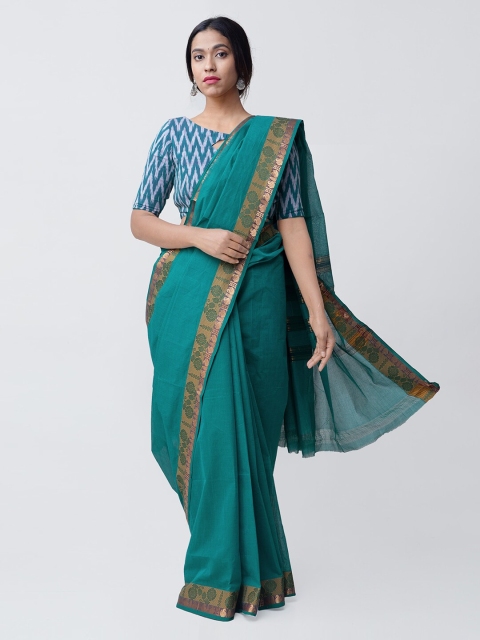 

Unnati Silks Green Woven Design Pure Handloom Cotton Sustainable Saree