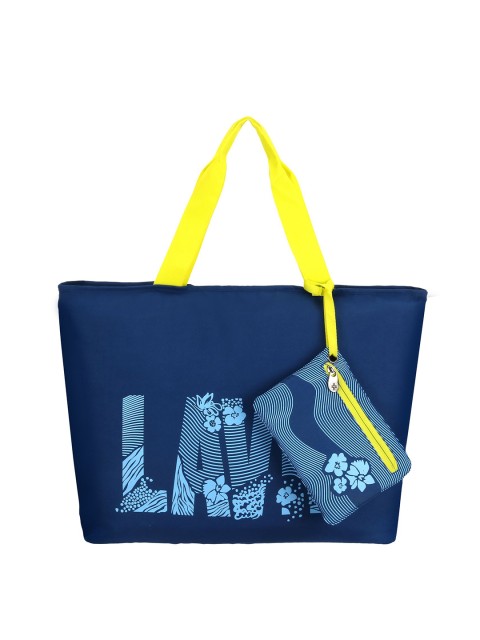 

Lavie Navy Blue Printed Handheld Bag with Pouch