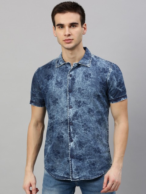 

HERE&NOW Men Blue Slim Fit Faded With Floral Print Casual Shirt