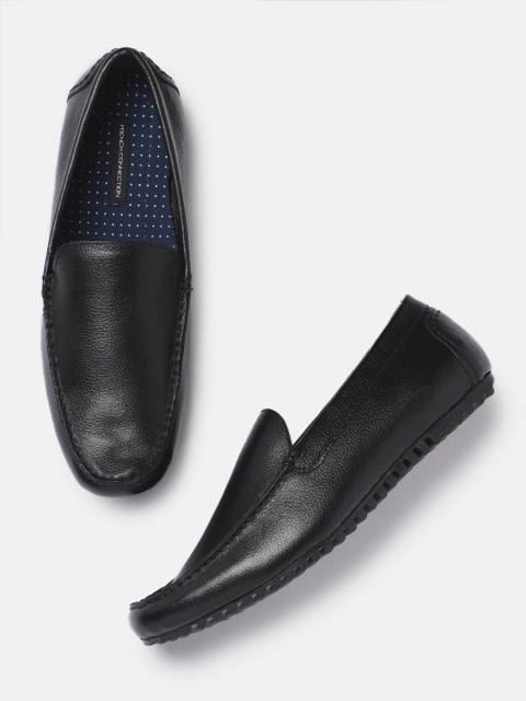 

French Connection Men Black Leather Loafers