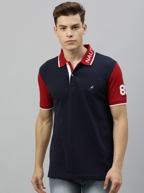 

Nautica Men Navy Blue Solid Polo Collar T-shirt