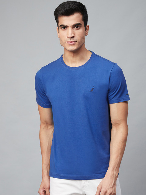 

Nautica Men Blue Solid Round Neck T-shirt