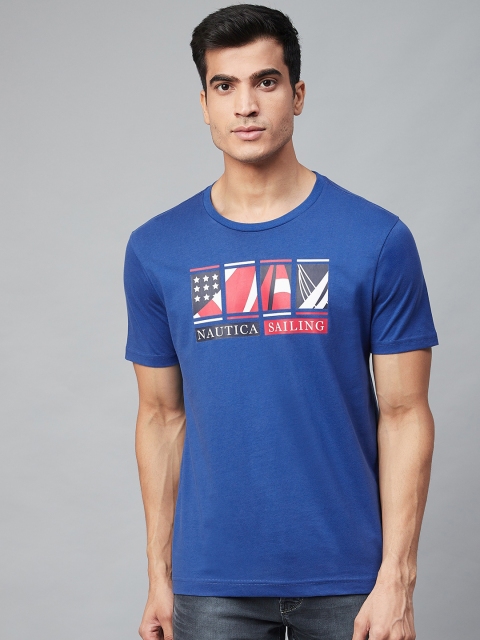 

Nautica Men Blue & Red Printed Round Neck T-shirt