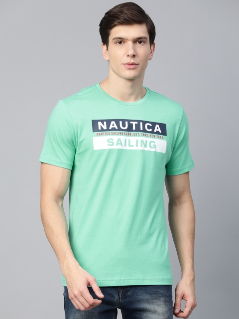 

Nautica Men Green Printed Round Neck T-shirt