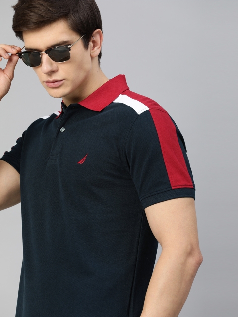 

Nautica Men Navy Blue Solid Polo Collar T-shirt