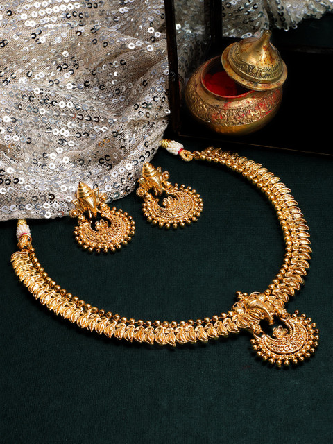 

Rubans 22K Gold-Plated Handcrafted Traditional Temple Jewellery Set