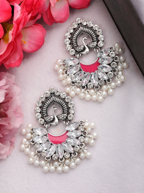 

Rubans Silver-Plated Oxidised Handcrafted Classic Drop Earrings