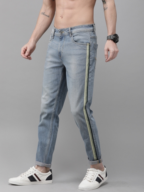 

Roadster Men Blue Slim Tapered Fit Mid-Rise Clean Look Stretchable Side Striped Jeans