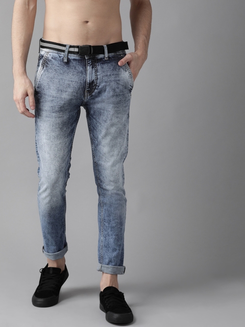

Roadster Men Blue Skinny Fit Mid-Rise Low Distress Stretchable Jeans
