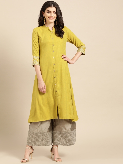 

Varanga Women Lime Green Solid A-Line Kurta