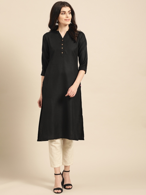 

Varanga Women Black Solid Straight Kurta