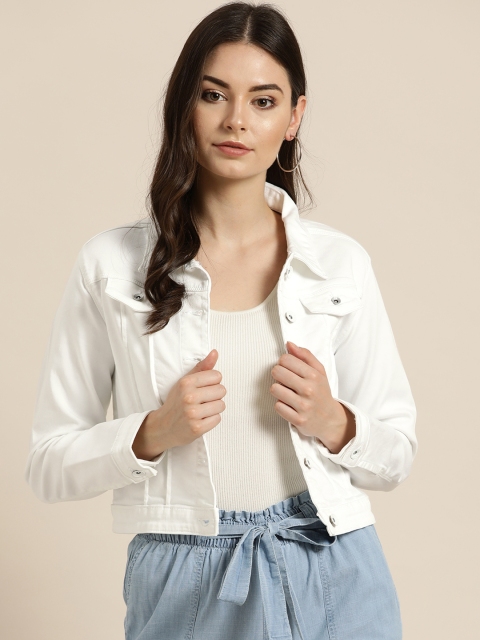 

Kraus Jeans Women White Solid Denim Jacket