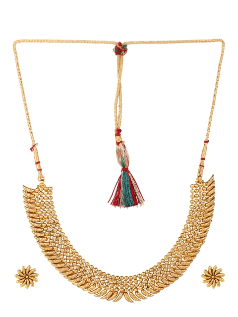 

Adwitiya Collection Gold-Plated Copper Antique Jewellery Set