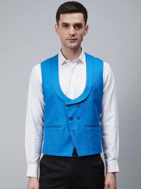 

Shaftesbury London Men Blue Solid Waistcoat