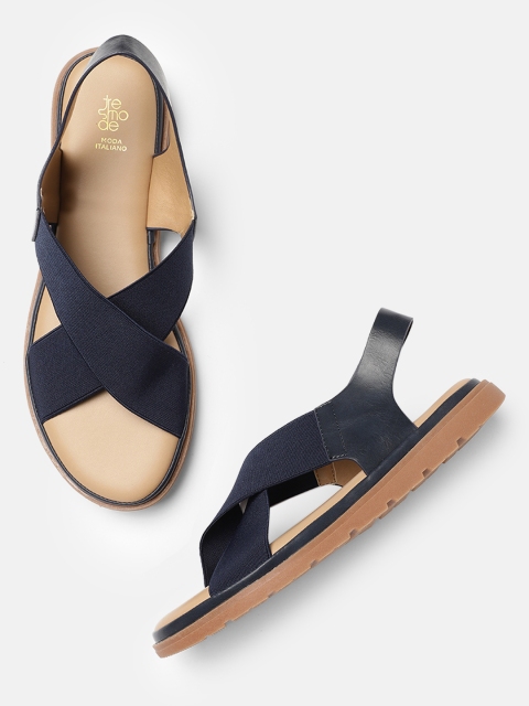 

Tresmode Women Navy Blue Solid Open Toe Flats